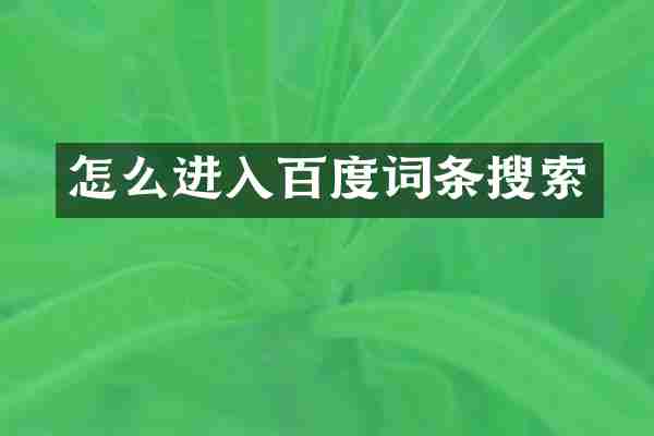 怎么进入百度词条搜索