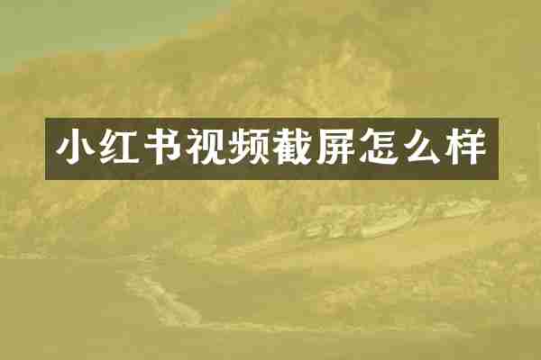 小红书视频截屏怎么样