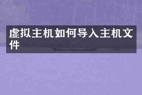 虚拟主机如何导入主机文件