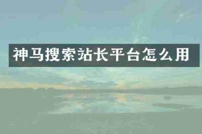 神马搜索站长平台怎么用