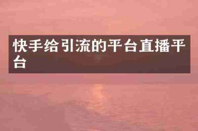 快手给引流的平台直播平台
