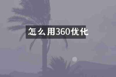 怎么用360优化