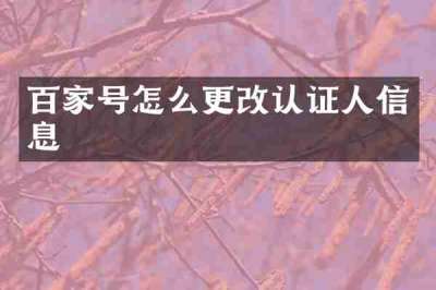 百家号怎么更改认证人信息