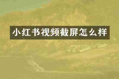 小红书视频截屏怎么样