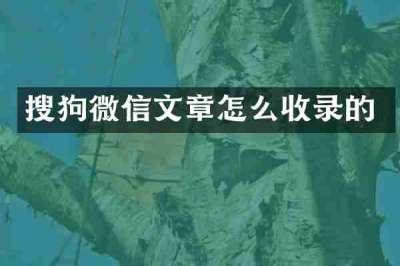搜狗微信文章怎么收录的
