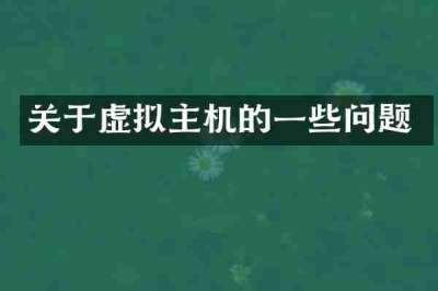 关于虚拟主机的一些问题