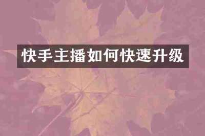 快手主播如何快速升级
