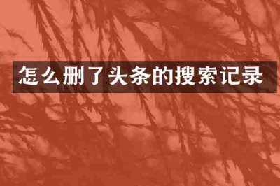 怎么删了头条的搜索记录