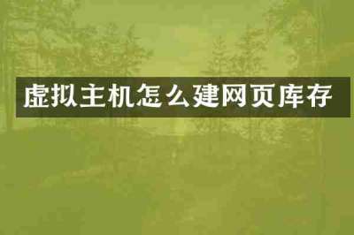 虚拟主机怎么建网页库存