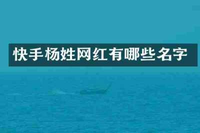 快手杨姓网红有哪些名字