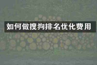 如何做搜狗排名优化费用