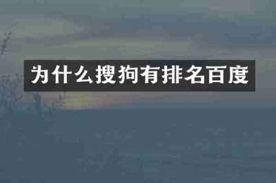为什么搜狗有排名百度