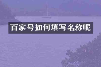 百家号如何填写名称呢