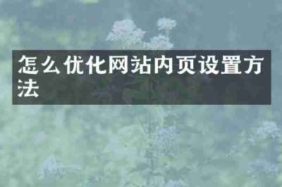 怎么优化网站内页设置方法