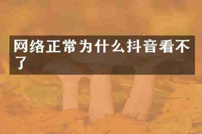 网络正常为什么抖音看不了