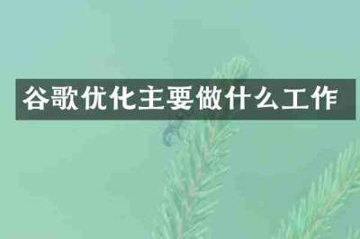 谷歌优化主要做什么工作