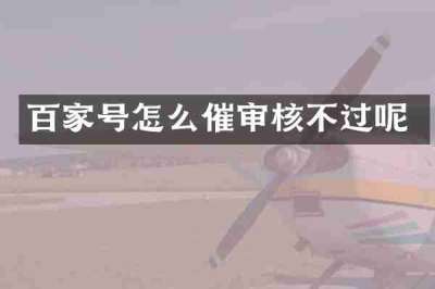百家号怎么催审核不过呢