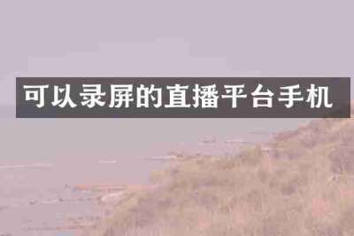 可以录屏的直播平台手机