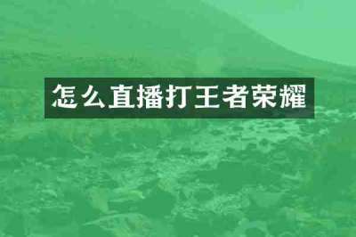 怎么直播打王者荣耀