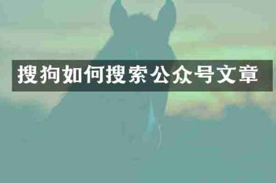搜狗如何搜索公众号文章