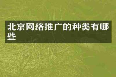 北京网络推广的种类有哪些