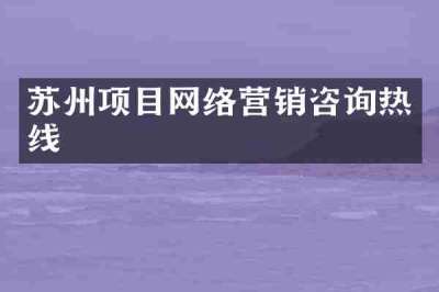 苏州项目网络营销咨询热线