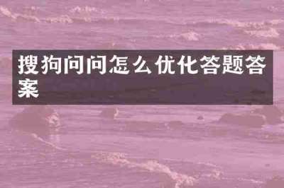 搜狗问问怎么优化答题答案