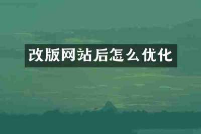 改版网站后怎么优化