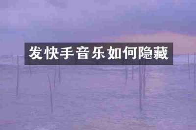 发快手音乐如何隐藏