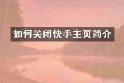 如何关闭快手主页简介