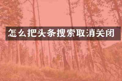 怎么把头条搜索取消关闭