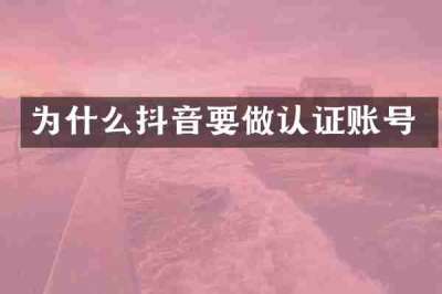 为什么抖音要做认证账号