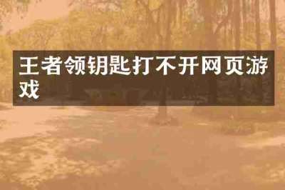 王者领钥匙打不开网页游戏