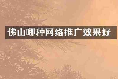 佛山哪种网络推广效果好