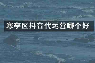 寒亭区抖音代运营哪个好