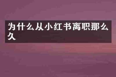 为什么从小红书离职那么久