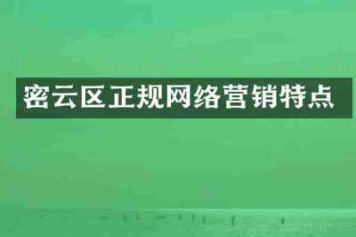 密云区正规网络营销特点