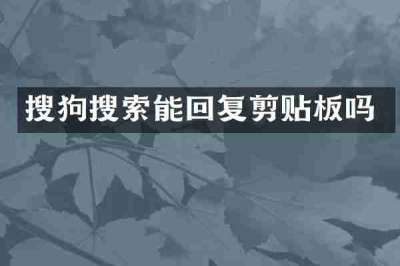 搜狗搜索能回复剪贴板吗