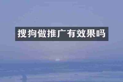 搜狗做推广有效果吗