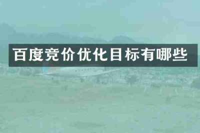 百度竞价优化目标有哪些