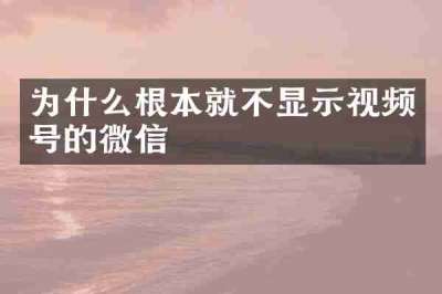为什么根本就不显示视频号的微信