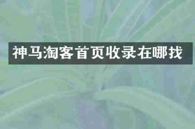 神马淘客首页收录在哪找