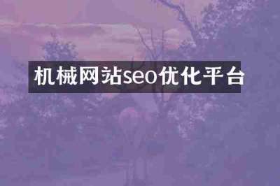 机械网站seo优化平台