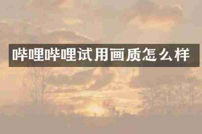 哔哩哔哩试用画质怎么样