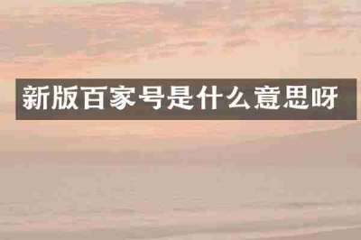 新版百家号是什么意思呀