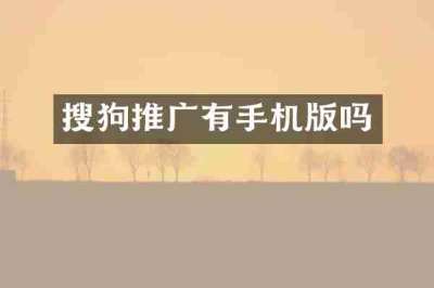 搜狗推广有手机版吗
