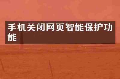 手机关闭网页智能保护功能