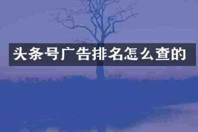 头条号广告排名怎么查的