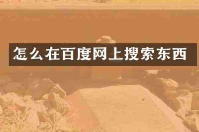 怎么在百度网上搜索东西