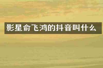 影星俞飞鸿的抖音叫什么